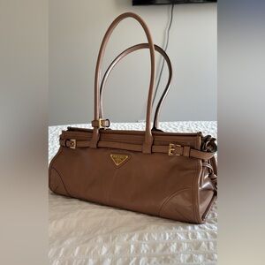 Prada Tan Leather Shoulder Bag - Medium Bonnie